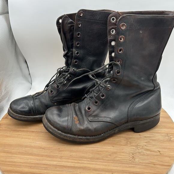 Vintage Endicott Johnson‎ Cap Toe Jumper Boots Black Size 8 With photo Of Marine - Picture 2 of 16